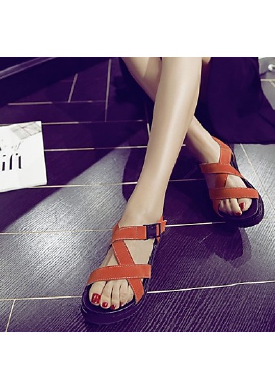 Women's Shoes Fleece Platform Gladiator Sandals Outdoor / Dress / Casual Black / Blue / Peach / Orange