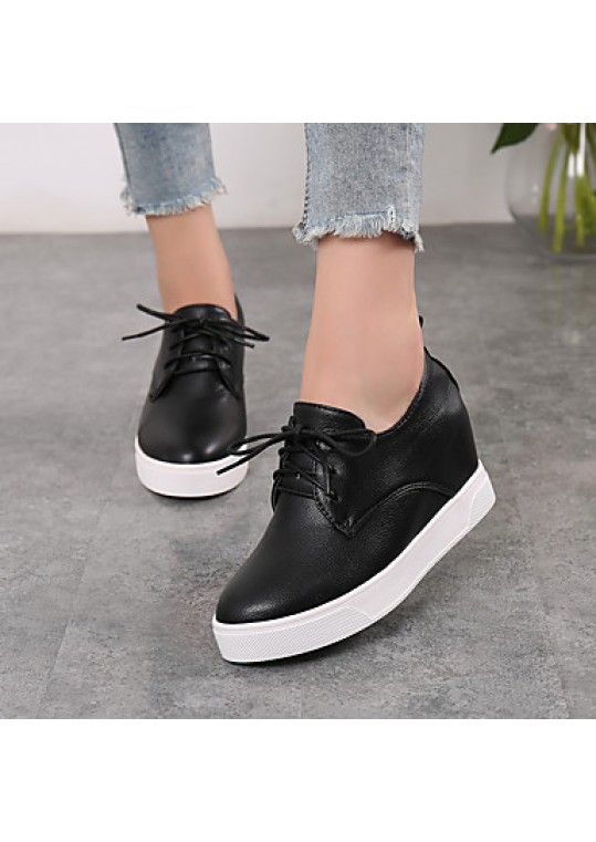 Women's Flats Fall / Winter Comfort / Round Toe / Closed Toe Microfibre Casual Platform Black / White Walking