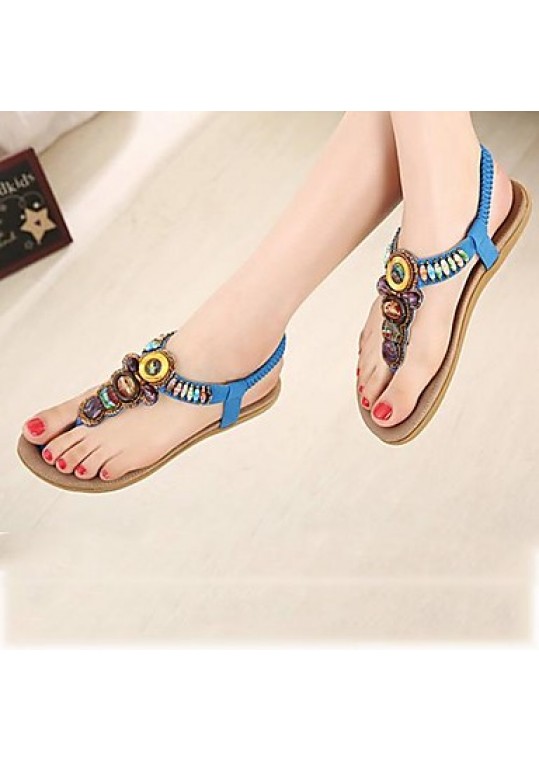 Women's Summer Slingback / Patent Leather Casual / Dress Flat Heel Sparkling Glitter Black / Blue / Khaki