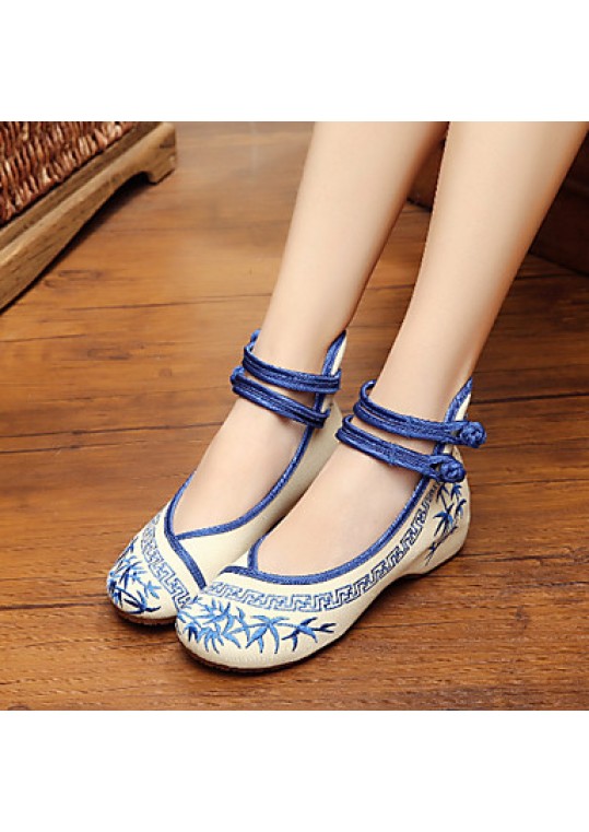 Women's Shoes Canvas Spring / Summer / Fall Mary Jane / Comfort Flats Casual Flat Heel Buckle / Flower Blue / Green