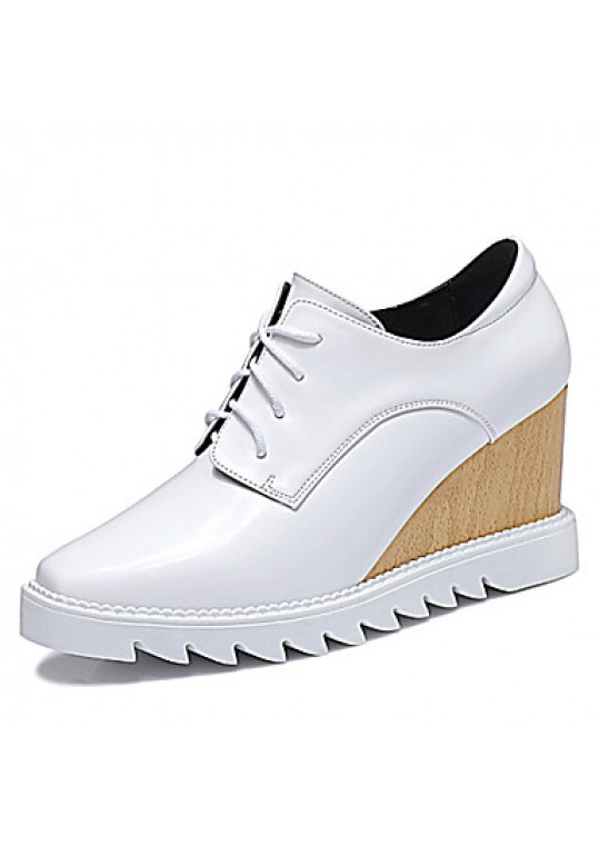 Women's Shoes Leatherette Wedge Heel Wedges Fashion Sneakers Office & Career / Dress / Casual Black / White