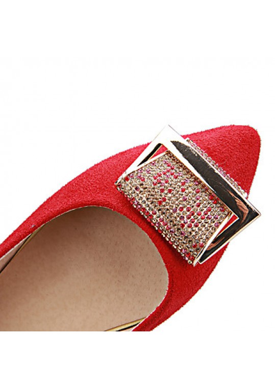 Women's Shoes Fleece Summer/ Pointed Toe Flats Office & Career / Casual Flat Heel Sparkling Glitter Black / Blue / Red