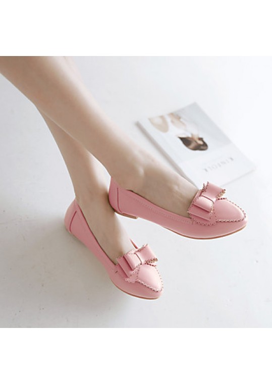 Women's Spring / Summer / Fall / Winter Pointed Toe Leatherette Outdoor / Office & Career / Dress / Casual Flat Heel Black / Pink / White