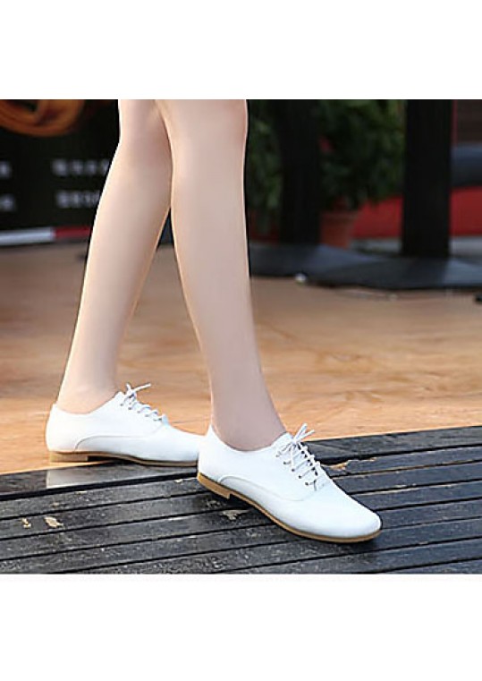 Women's Shoes Nappa Leather Spring/Summer/Fall/Winter Moccasin Oxfords Athletic/Dress/Casual Flat Heel Lace-up White