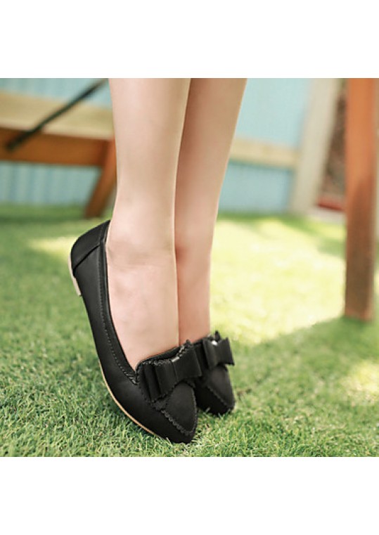 Women's Spring / Summer / Fall / Winter Pointed Toe Leatherette Outdoor / Office & Career / Dress / Casual Flat Heel Black / Pink / White