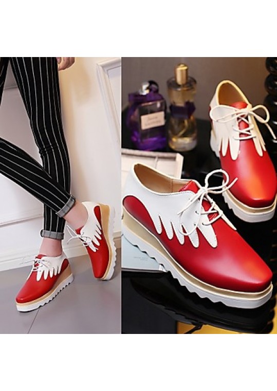 Women's Shoes Platform Comfort / Round Toe Oxfords Wedding / Outdoor / Dress / Casual Black / Red