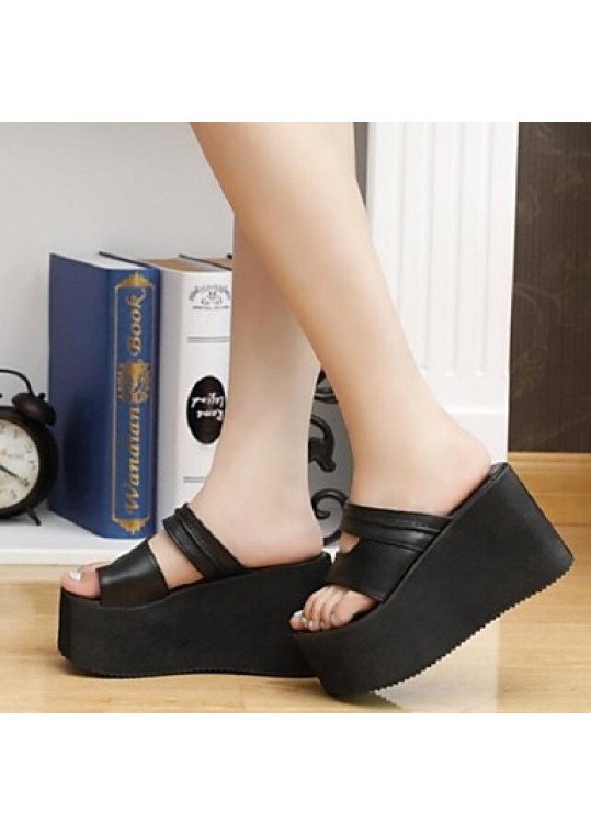 Women's Shoes Flange Simple Wedge Heel Comfort Sandals Dress Black / White