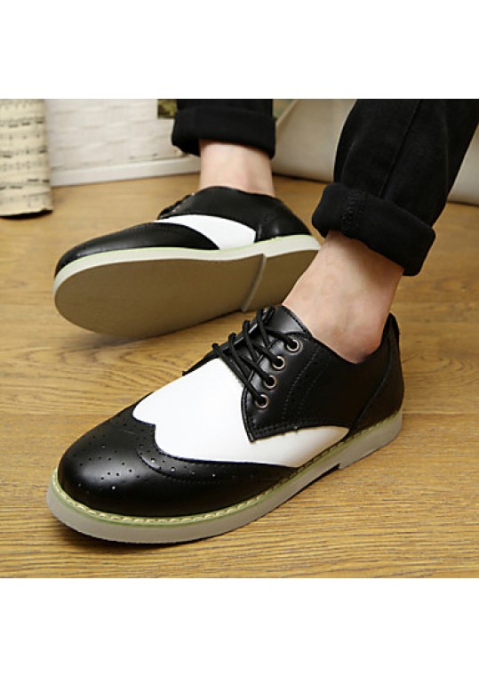 Women's Spring / Summer / Fall / Winter Comfort Leather Casual Flat Heel Lace-up Black / Brown / White