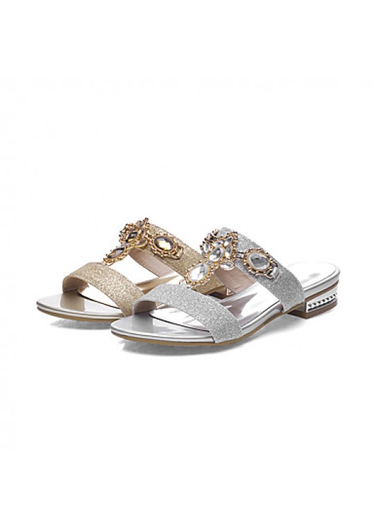 Women's Shoes Low Heel Round Toe Sandals Dress / Casual Silver / Gold