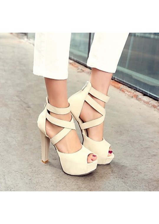 Women's Shoes Chunky Heel Heels/Platform Sandals Office & Career/Dress Pink/White/Beige