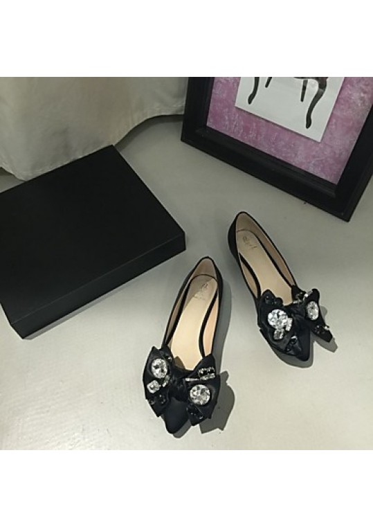 Women's Flats Fall Ballerina / Pointed Toe Fabric Casual Flat Heel Applique Black Others