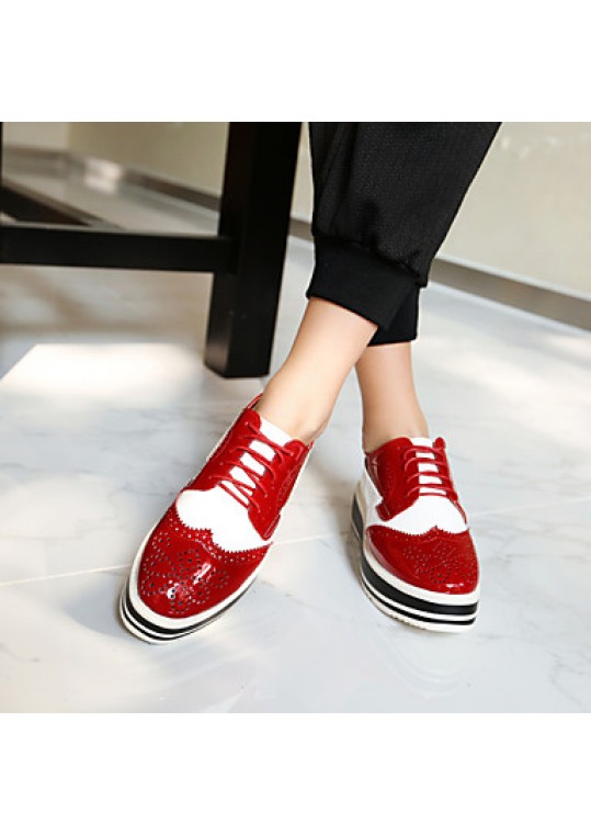 Women's Shoes Patent Leather Platform Platform / Round Toe Loafers Outdoor / Casual Black / Red