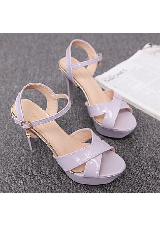 Women's Shoes PU Stiletto Heel Heels / Peep Toe Sandals Office & Career / Party & Evening / Casual Pink / Purple