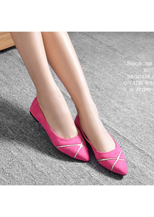 Women's Shoes Flat Heel Pointed Toe/Closed Toe Flats Casual Black/Blue/Pink