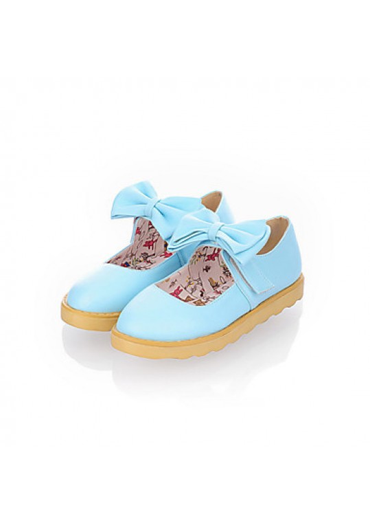 Women's Spring / Summer / Fall Round Toe Leatherette Office & Career / Casual / Dress Flat Heel Bowknot Blue / Yellow / Pink / Orange