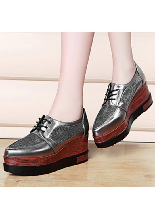 Women's Shoes Tulle Wedge Heel Wedges/Creepers Fashion Sneakers Party & Evening/Athletic/Dress/Casual Black/Silver