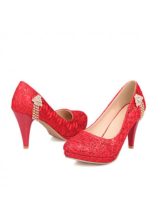 Women's Shoes Glitter Stiletto Heel Heels/Round Toe Heels Dress Red/Silver/Gold