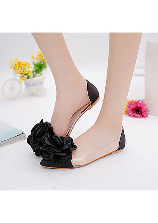 Women's Flats Spring / Fall Ballerina / Pointed Toe Leatherette Outdoor / Office & Career / Casual Flat Heel Applique