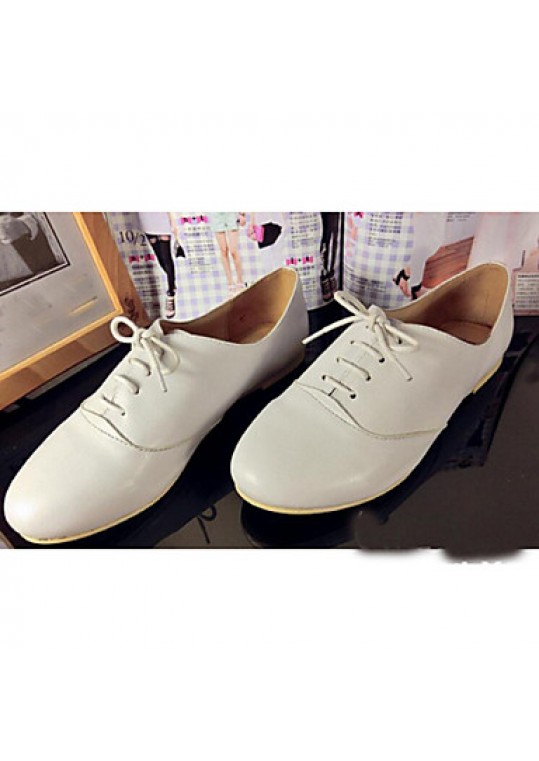 Women's Oxfords Spring / Summer / Fall / Winter Comfort Leather Casual Flat Heel Lace-up White Others