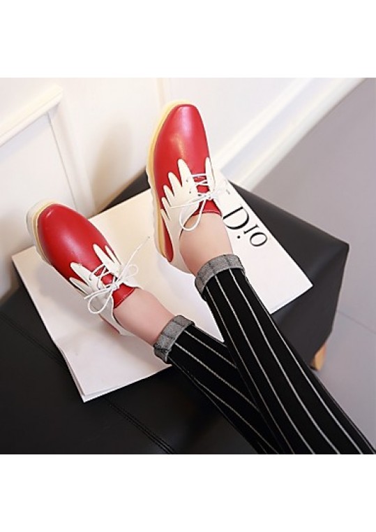 Women's Shoes Platform Comfort / Round Toe Oxfords Wedding / Outdoor / Dress / Casual Black / Red