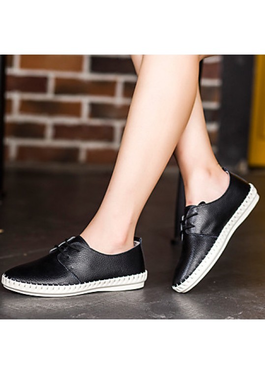 Women's Shoes Nappa Leather Spring / Summer / Fall / Winter Comfort Flats Athletic / Casual Black / Brown / White