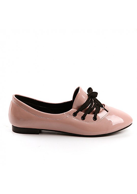 Women's / Girl's Spring / Summer / Fall / Winter Pointed Toe Patent Leather Outdoor / Dress / Casual Flat Heel Lace-upBlack / Pink /