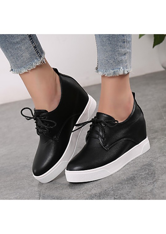 Women's Flats Fall / Winter Comfort / Round Toe / Closed Toe Microfibre Casual Platform Black / White Walking