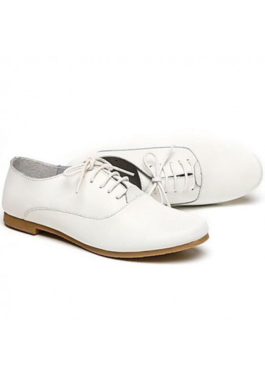 Women's Shoes Nappa Leather Spring/Summer/Fall/Winter Moccasin Oxfords Athletic/Dress/Casual Flat Heel Lace-up White