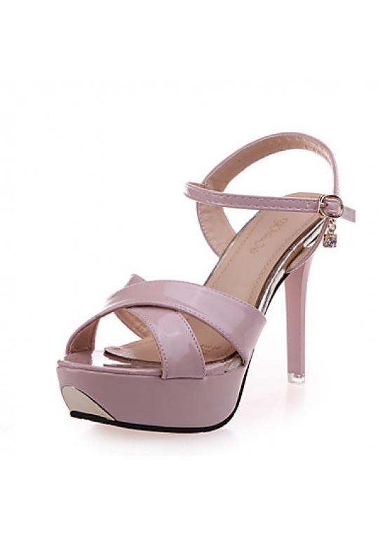 Women's Shoes PU Stiletto Heel Heels / Peep Toe Sandals Office & Career / Party & Evening / Casual Pink / Purple