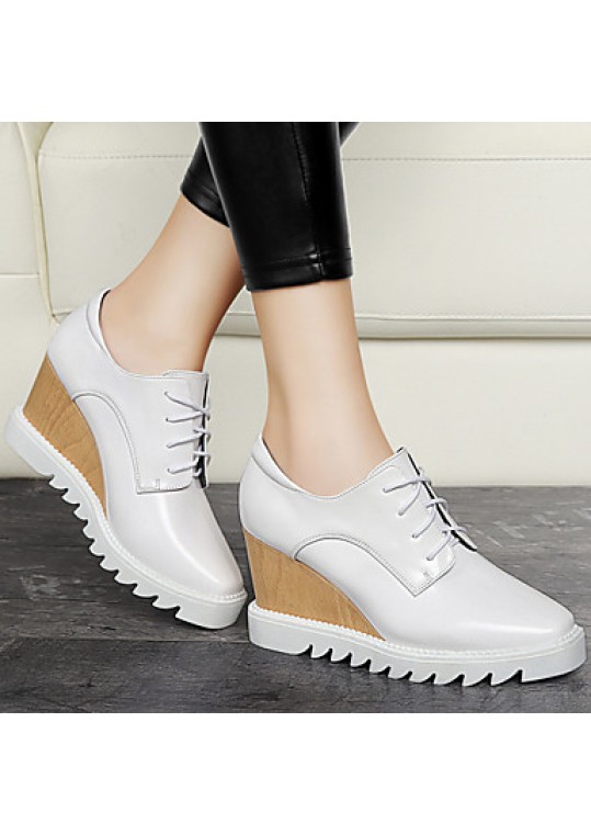 Women's Shoes Leatherette Wedge Heel Wedges Fashion Sneakers Office & Career / Dress / Casual Black / White