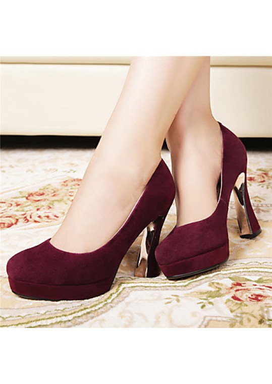 Women's Heels Fall Platform Suede Casual Chunky Heel Others Black / Burgundy Others