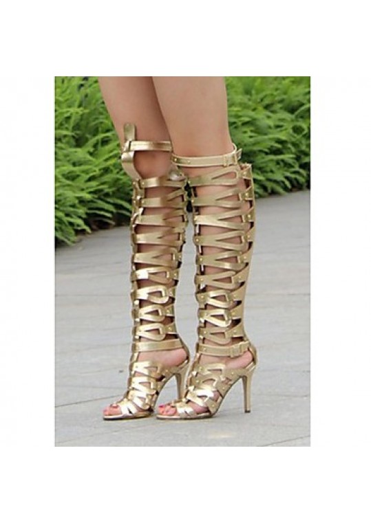 Women's Shoes Leatherette Stiletto Heel Heels / Open Toe Sandals Party & Evening / DressBlack /