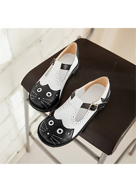 Women's Spring / Summer / Fall / Winter Round Toe Leatherette Outdoor / Dress / Casual Flat Heel Black