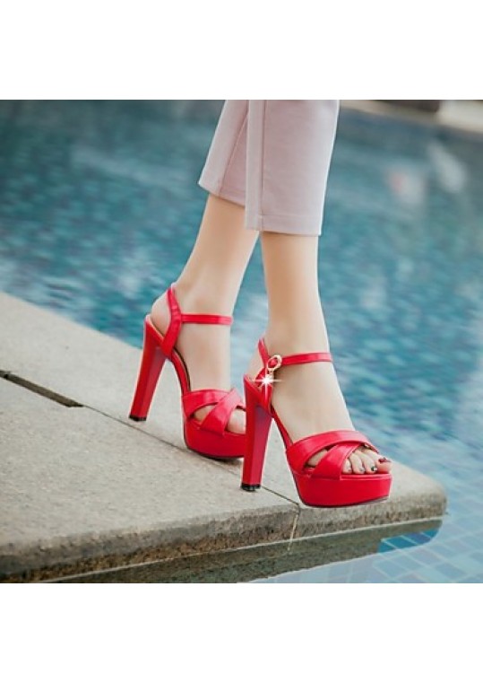 Women's Shoes Leatherette Stiletto Heel Peep Toe Sandals Wedding / Office & Career / Party