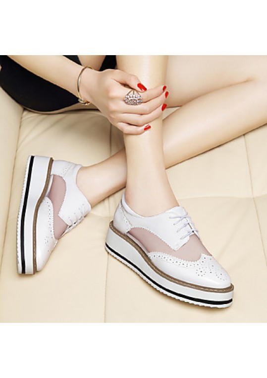 Women's Shoes Patent Leather Wedge Heel Creepers Flats Office & Career/Party & Evening/Athletic/Dress/Casual Black/White