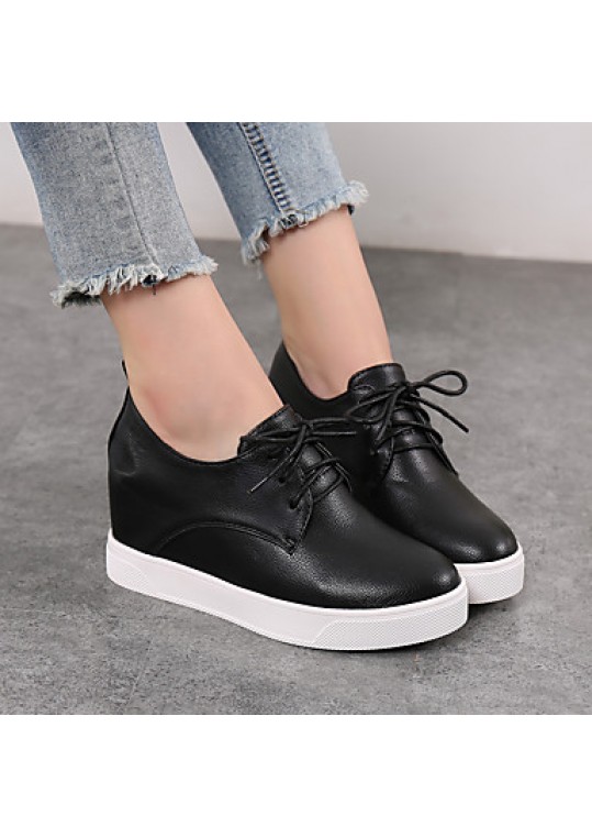 Women's Flats Fall / Winter Comfort / Round Toe / Closed Toe Microfibre Casual Platform Black / White Walking