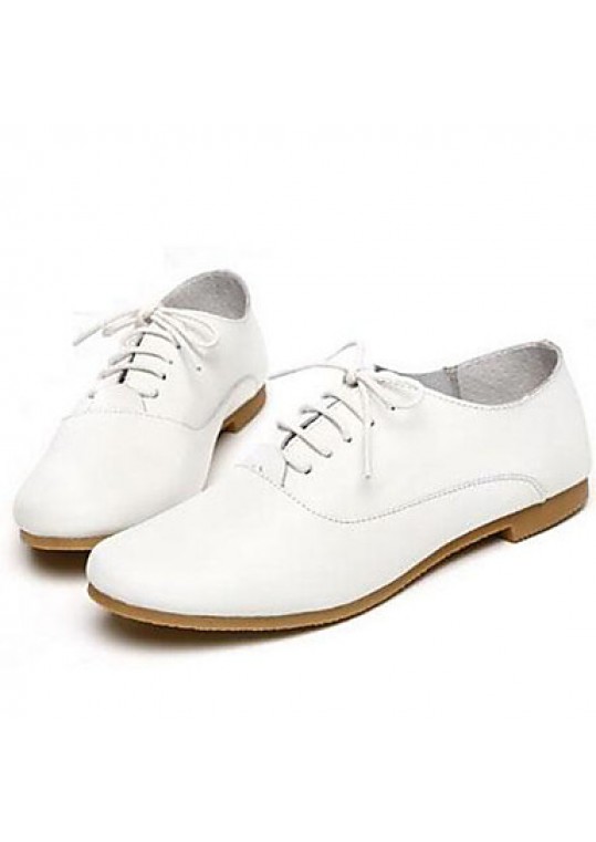 Women's Shoes Nappa Leather Spring/Summer/Fall/Winter Moccasin Oxfords Athletic/Dress/Casual Flat Heel Lace-up White