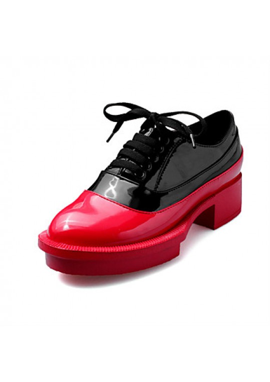 Women's Shoes PU Fall Platform / Round Toe Oxfords Office & Career / Dress / Casual Chunky HeelRed / White