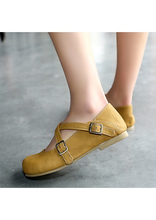 Women's Shoes Flat Heel Comfort / Round Toe Flats Dress / Casual Brown / Yellow / Khaki