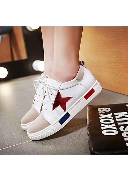 Women's Shoes Spring / Fall Wedges / Platform / Flats Flats Platform Lace-up Pink / Red / Silver/2-5