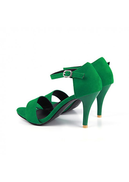 Women's Shoes Velvet / Fabric Stiletto Heel Heels / Open Toe Sandals Office & Career / Dress / Casual Black / Green