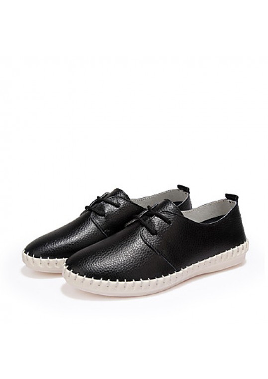 Women's Shoes Nappa Leather Spring / Summer / Fall / Winter Comfort Flats Athletic / Casual Black / Brown / White