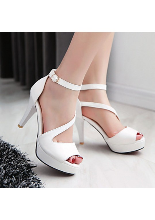 Women's Shoes Cone Heel Peep Toe / Platform Sandals Wedding / Dress Black / Blue / Pink / White / Beige