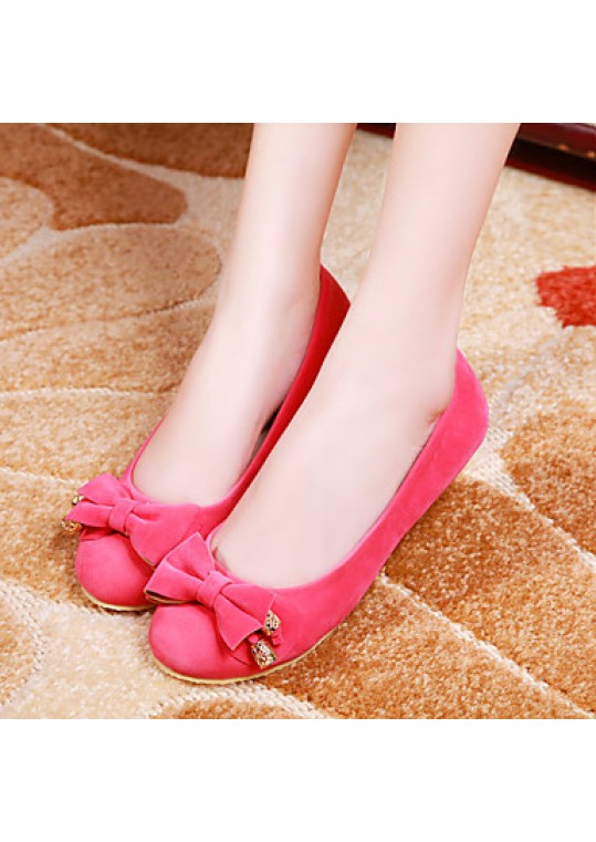 Women's Spring / Summer / Fall / Winter Ballerina Fleece Office & Career / Dress / Casual Flat Heel Bowknot Brown / Green / Red / Beige