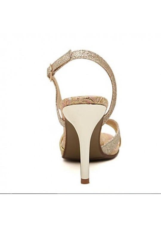 Women's Spring / Summer / Fall / Winter Heels / Pointed Toe / Open Toe Leather Dress / Party & Evening Stiletto Heel Buckle Gold