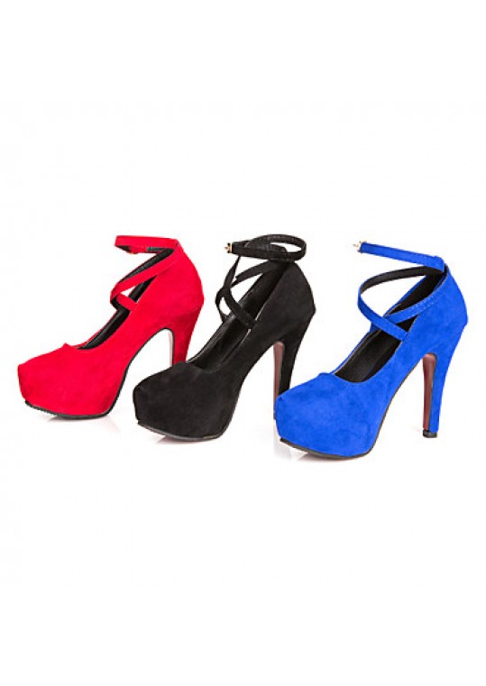 Women's Summer Heels Suede Dress Stiletto Heel Black / Blue / Red