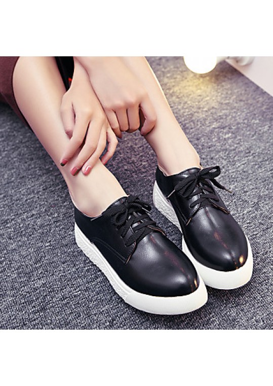 Women's Shoes Flat Heel Round Toe Fashion Sneakers Athletic Black / Red