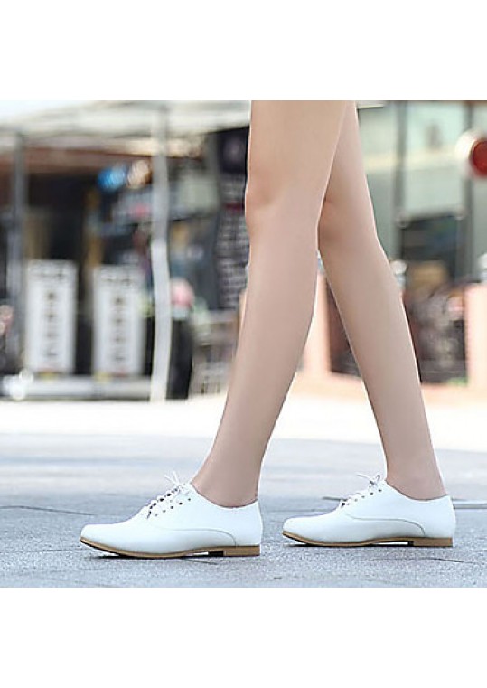 Women's Shoes Nappa Leather Spring/Summer/Fall/Winter Moccasin Oxfords Athletic/Dress/Casual Flat Heel Lace-up White