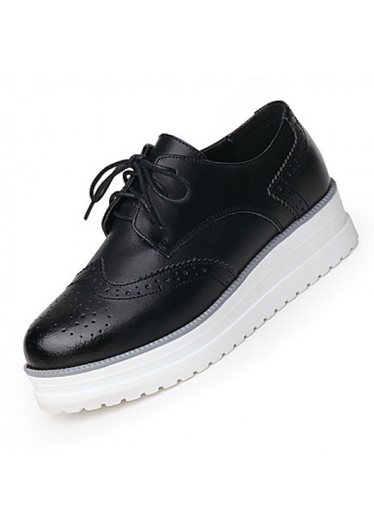 Women's Oxfords Spring / Summer / Fall / Winter Platform / Creepers Cowhide Outdoor / Office & Career /Black /