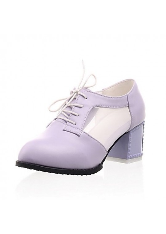 Women's Shoes PU Summer / Fall Heels / Pointed Toe Heels Office & Career / Casual Chunky HeelBlack / Purple / White